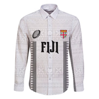 Fiji Rugby Warriors Family Matching Puletasi and Hawaiian Shirt Masi Tribal Pattern Go Champion 2024 LT03 Dad's Shirt - Long Sleeve White - Polynesian Pride