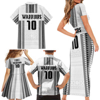 Fiji Rugby Warriors Family Matching Short Sleeve Bodycon Dress and Hawaiian Shirt Masi Tribal Pattern Go Champion 2024 LT03 - Polynesian Pride