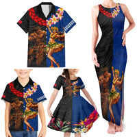 Hawaii and Samoa Together Family Matching Tank Maxi Dress and Hawaiian Shirt Samoan Warrior and Beauty Hula Girl LT03 - Polynesian Pride