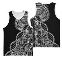 Samoan DNA Art Tattoo Basketball Jersey Polynesian Pattern Black Color