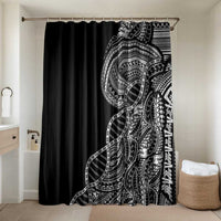 Samoan DNA Art Tattoo Bathroom Set Polynesian Pattern Black Color