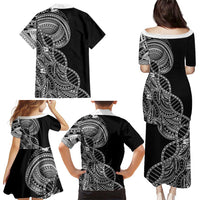 Samoan DNA Art Tattoo Family Matching Puletasi and Hawaiian Shirt Polynesian Pattern Black Color LT03 - Polynesian Pride