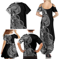 Samoan DNA Art Tattoo Family Matching Summer Maxi Dress and Hawaiian Shirt Polynesian Pattern Black Color LT03 - Polynesian Pride