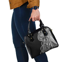Samoan DNA Art Tattoo Shoulder Handbag Polynesian Pattern Black Color
