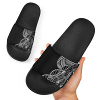 Samoan DNA Art Tattoo Slide Sandals Polynesian Pattern Black Color