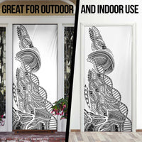 Samoan DNA Art Tattoo Door Cover Polynesian Pattern White Color