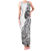 Samoan DNA Art Tattoo Family Matching Tank Maxi Dress and Hawaiian Shirt Polynesian Pattern White Color LT03 Mom's Dress White - Polynesian Pride