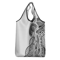 Samoan DNA Art Tattoo Grocery Bag Polynesian Pattern White Color