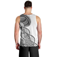 Samoan DNA Art Tattoo Men Tank Top Polynesian Pattern White Color