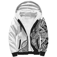 Samoan DNA Art Tattoo Sherpa Hoodie Polynesian Pattern White Color