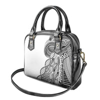 Samoan DNA Art Tattoo Shoulder Handbag Polynesian Pattern White Color