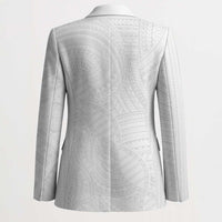 Samoan DNA Art Tattoo Blazer Polynesian Pattern All White