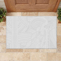 Samoan DNA Art Tattoo Rubber Doormat Polynesian Pattern All White
