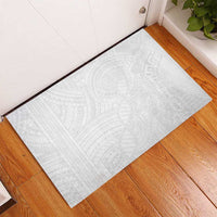 Samoan DNA Art Tattoo Rubber Doormat Polynesian Pattern All White