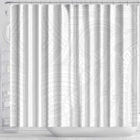 Samoan DNA Art Tattoo Shower Curtain Polynesian Pattern All White