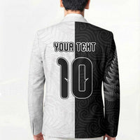 Custom New Zealand Football Blazer Silver Fern and Maori Tribal Black White Half Sporty Style LT03 - Polynesian Pride