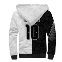 Custom New Zealand Football Sherpa Hoodie Silver Fern and Maori Tribal Black White Half Sporty Style LT03 - Polynesian Pride