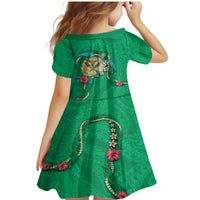 Hawaii Pikake and Maile Lei Family Matching Mermaid Dress and Hawaiian Shirt Honu Polynesian Pattern Green Color LT03 - Polynesian Pride