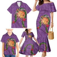 Hawaii Pikake and Maile Lei Family Matching Mermaid Dress and Hawaiian Shirt Honu Polynesian Pattern Pink Color LT03 - Polynesian Pride