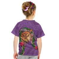 Hawaii Pikake and Maile Lei Kid T Shirt Honu Polynesian Pattern Pink Color