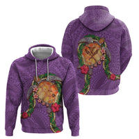 Hawaii Pikake and Maile Lei Zip Hoodie Honu Polynesian Pattern Pink Color