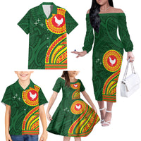 Manu'a Cession Day Family Matching Off The Shoulder Long Sleeve Dress and Hawaiian Shirt Polynesian Pattern LT03 - Polynesian Pride