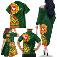 Manu'a Cession Day Family Matching Off The Shoulder Long Sleeve Dress and Hawaiian Shirt Polynesian Pattern LT03 - Polynesian Pride