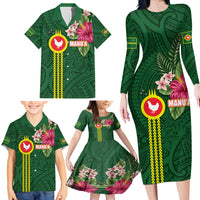 Manu'a Cession Day 120th Anniversary Family Matching Long Sleeve Bodycon Dress and Hawaiian Shirt Polynesian Pattern and Hibiscus Flower LT03 - Polynesian Pride