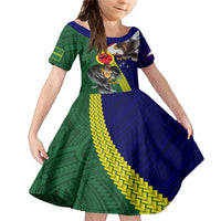 Manu'a Island and American Samoa Family Matching Mermaid Dress and Hawaiian Shirt Rooster and Eagle Mascot LT03 Daughter's Dress Green - Polynesian Pride