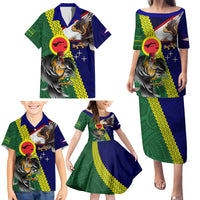 Manu'a Island and American Samoa Family Matching Puletasi and Hawaiian Shirt Rooster and Eagle Mascot LT03 - Polynesian Pride