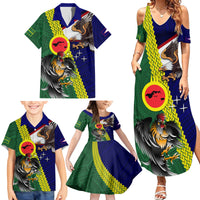 Manu'a Island and American Samoa Family Matching Summer Maxi Dress and Hawaiian Shirt Rooster and Eagle Mascot LT03 - Polynesian Pride