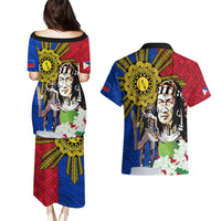 Philippines Lapu-Lapu Couples Matching Puletasi and Hawaiian Shirt Filipino Sun Tattoo With Yakan Pattern