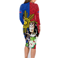 Philippines Lapu-Lapu Family Matching Long Sleeve Bodycon Dress and Hawaiian Shirt Filipino Sun Tattoo With Yakan Pattern LT03 - Polynesian Pride
