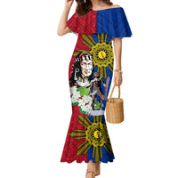 Philippines Lapu-Lapu Family Matching Mermaid Dress and Hawaiian Shirt Filipino Sun Tattoo With Yakan Pattern LT03 Mom's Dress Red - Polynesian Pride