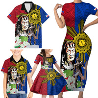 Philippines Lapu-Lapu Family Matching Short Sleeve Bodycon Dress and Hawaiian Shirt Filipino Sun Tattoo With Yakan Pattern LT03 - Polynesian Pride