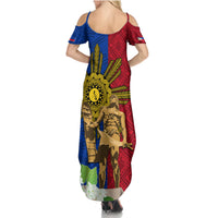 Philippines Lapu Lapu King Jasmine Flowers Family Matching Summer Maxi Dress and Hawaiian Shirt Filipino Sun Tattoo LT03 - Polynesian Pride