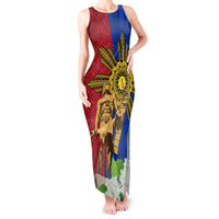Philippines Lapu Lapu King Jasmine Flowers Tank Maxi Dress Filipino Sun Tattoo