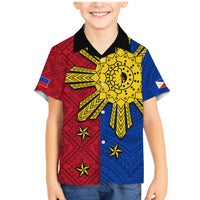 Philippines Sun Batok Tattoo Family Matching Mermaid Dress and Hawaiian Shirt Polynesian and Yakan Pattern LT03 Son's Shirt Red - Polynesian Pride