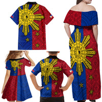 Philippines Sun Batok Tattoo Family Matching Off Shoulder Maxi Dress and Hawaiian Shirt Polynesian and Yakan Pattern LT03 - Polynesian Pride