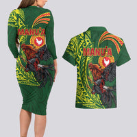 Proud of Manu'a Islands Couples Matching Long Sleeve Bodycon Dress and Hawaiian Shirt Rooster and Polynesian Art Wing Style LT03 - Polynesian Pride