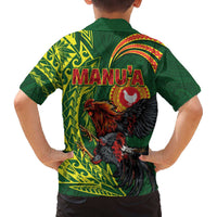Proud of Manu'a Islands Family Matching Off The Shoulder Long Sleeve Dress and Hawaiian Shirt Rooster and Polynesian Art Wing Style LT03 - Polynesian Pride