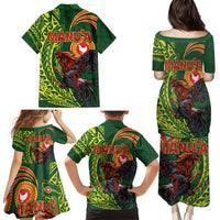 Proud of Manu'a Islands Family Matching Puletasi and Hawaiian Shirt Rooster and Polynesian Art Wing Style LT03 - Polynesian Pride