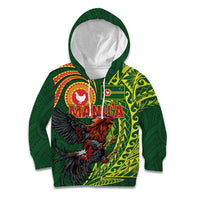 Proud of Manu'a Islands Kid Hoodie Rooster and Polynesian Art Wing Style LT03 Hoodie Green - Polynesian Pride
