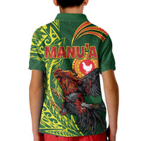 Proud of Manu'a Islands Kid Polo Shirt Rooster and Polynesian Art Wing Style LT03 - Polynesian Pride