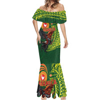 Proud of Manu'a Islands Mermaid Dress Rooster and Polynesian Art Wing Style LT03 - Polynesian Pride