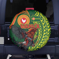 Proud of Manu'a Islands Spare Tire Cover Rooster and Polynesian Art Wing Style LT03 No hole Green - Polynesian Pride
