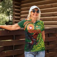 Proud of Manu'a Islands Women Polo Shirt Rooster and Polynesian Art Wing Style LT03 - Polynesian Pride