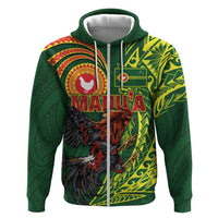 Proud of Manu'a Islands Zip Hoodie Rooster and Polynesian Art Wing Style LT03 Zip Hoodie Green - Polynesian Pride