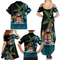 Fiji Day Family Matching Summer Maxi Dress and Hawaiian Shirt Palm Tree With Plumeria Tapa Tribal Pattern LT03 - Polynesian Pride