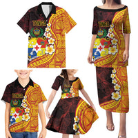 Tonga Culture Family Matching Puletasi and Hawaiian Shirt Ngatu Pattern with Plumeria and Hibiscus LT03 - Polynesian Pride